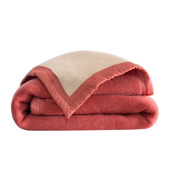 Couverture bicolore pure laine 800 g/m² (bois de rose) Couverture bicolore pure laine 800 g/m² (bois de rose)